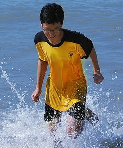 Swimming in hoodie